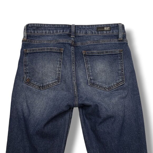 Kut from the Kloth Reese Ankle Straight Jeans Womens 4 Distressed Fray Hem Mid R - Picture 6 of 12